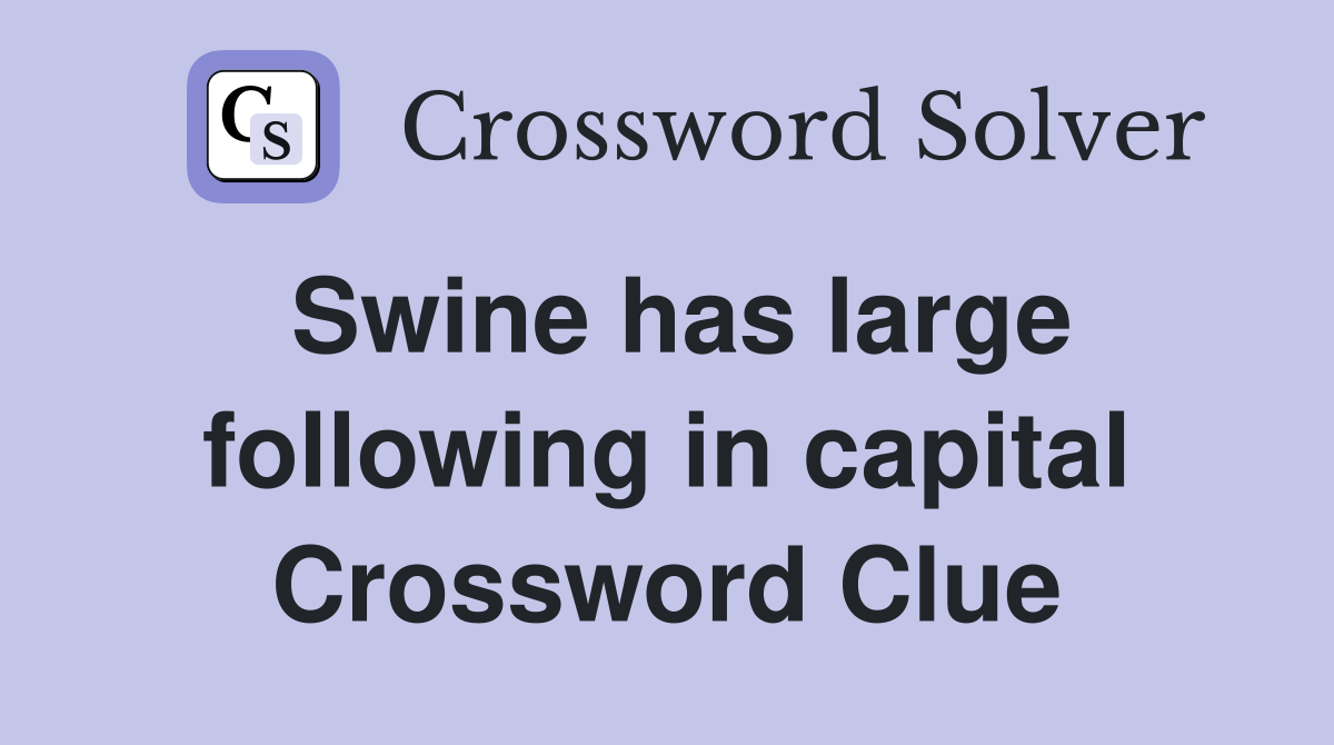 Swine has large following in capital Crossword Clue Answers
